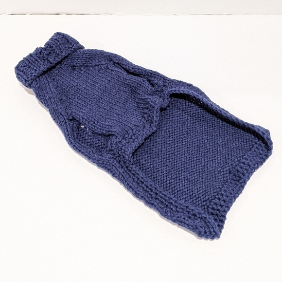 handmade hand knit blue dog sweater medium - Picture 3 of 4